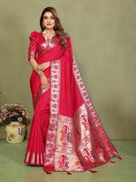 Womenline Rani Pink Color Paithani Silk Saree