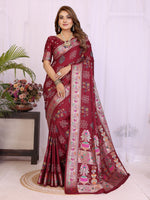 Womenline Bandhej Khadi Print Saree With Allover Zari Weaving Border Design