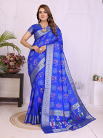 Womenline Bandhej Khadi Print Saree With Allover Zari Weaving Border Design