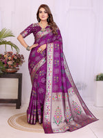 Womenline Bandhej Khadi Print Saree With Allover Zari Weaving Border Design