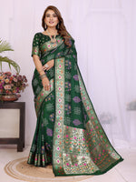 Womenline Bandhej Khadi Print Saree With Allover Zari Weaving Border Design