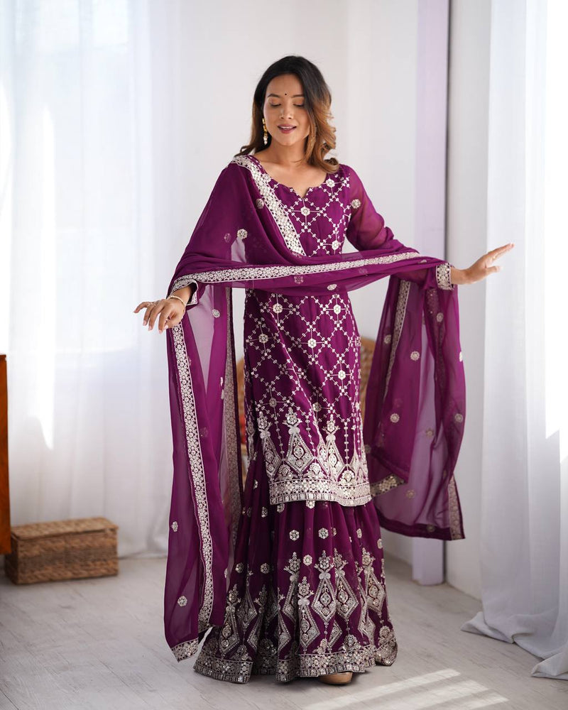 WomenLine Embellished Sharara Suit – Girls Wear