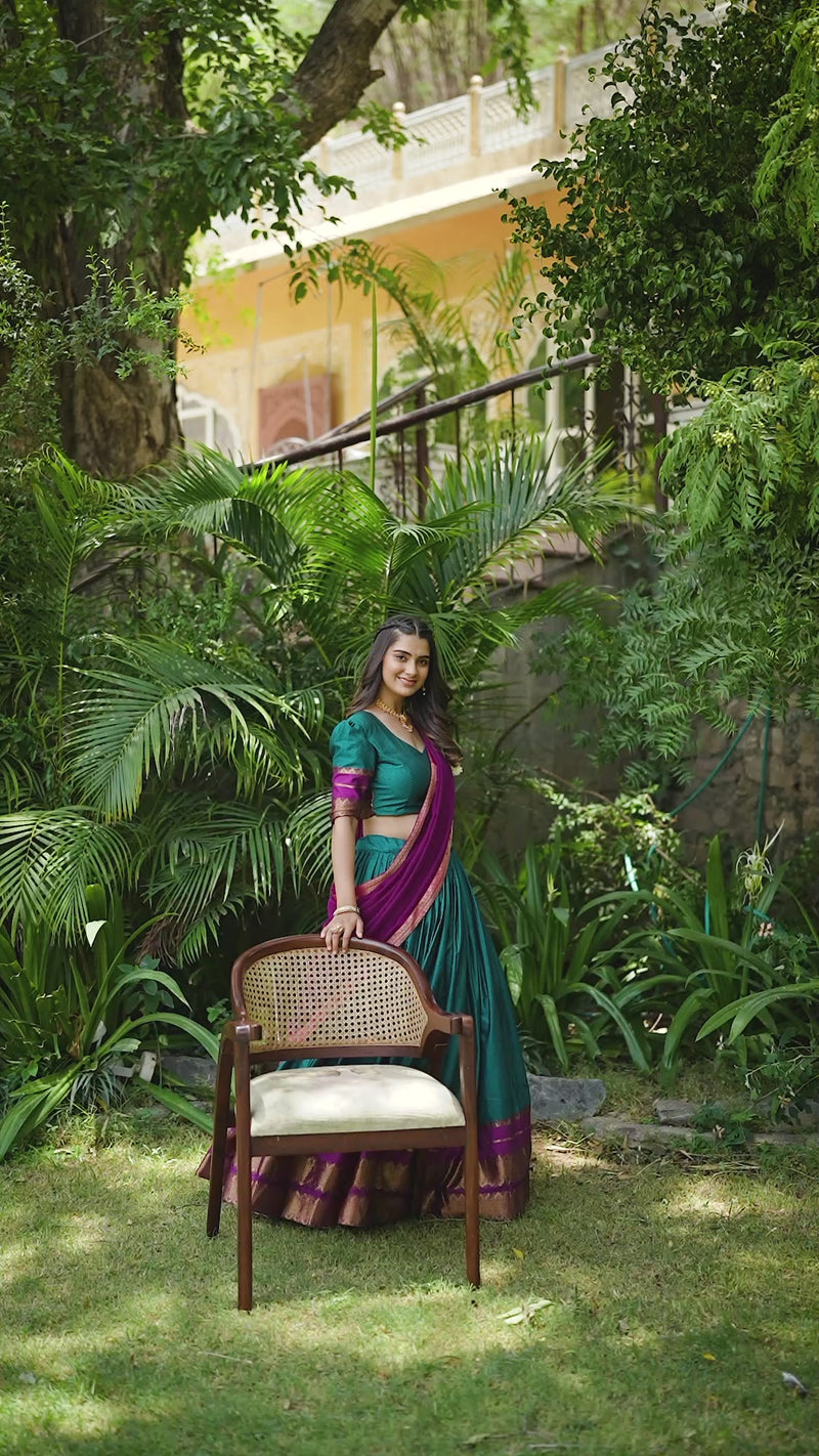 Womenline Rama Color Cotton Lehenga Choli