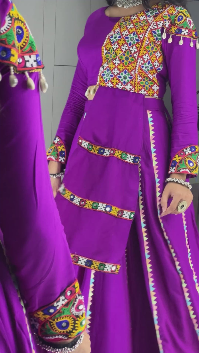 Womenline Purpal Color Rayon Cotton Navratri Lehenga Choli