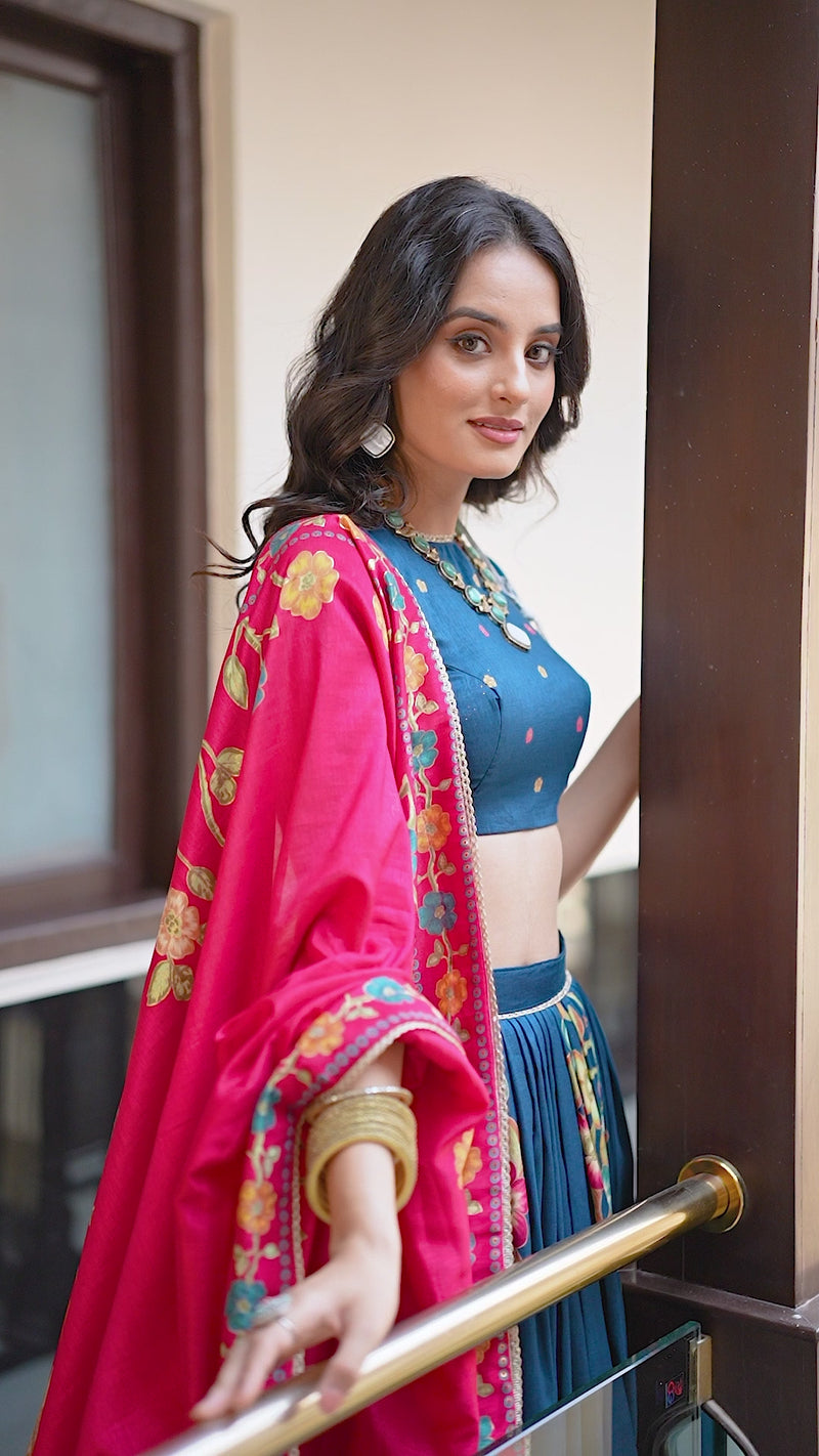 Womenline Rama Color Lehenga Choli