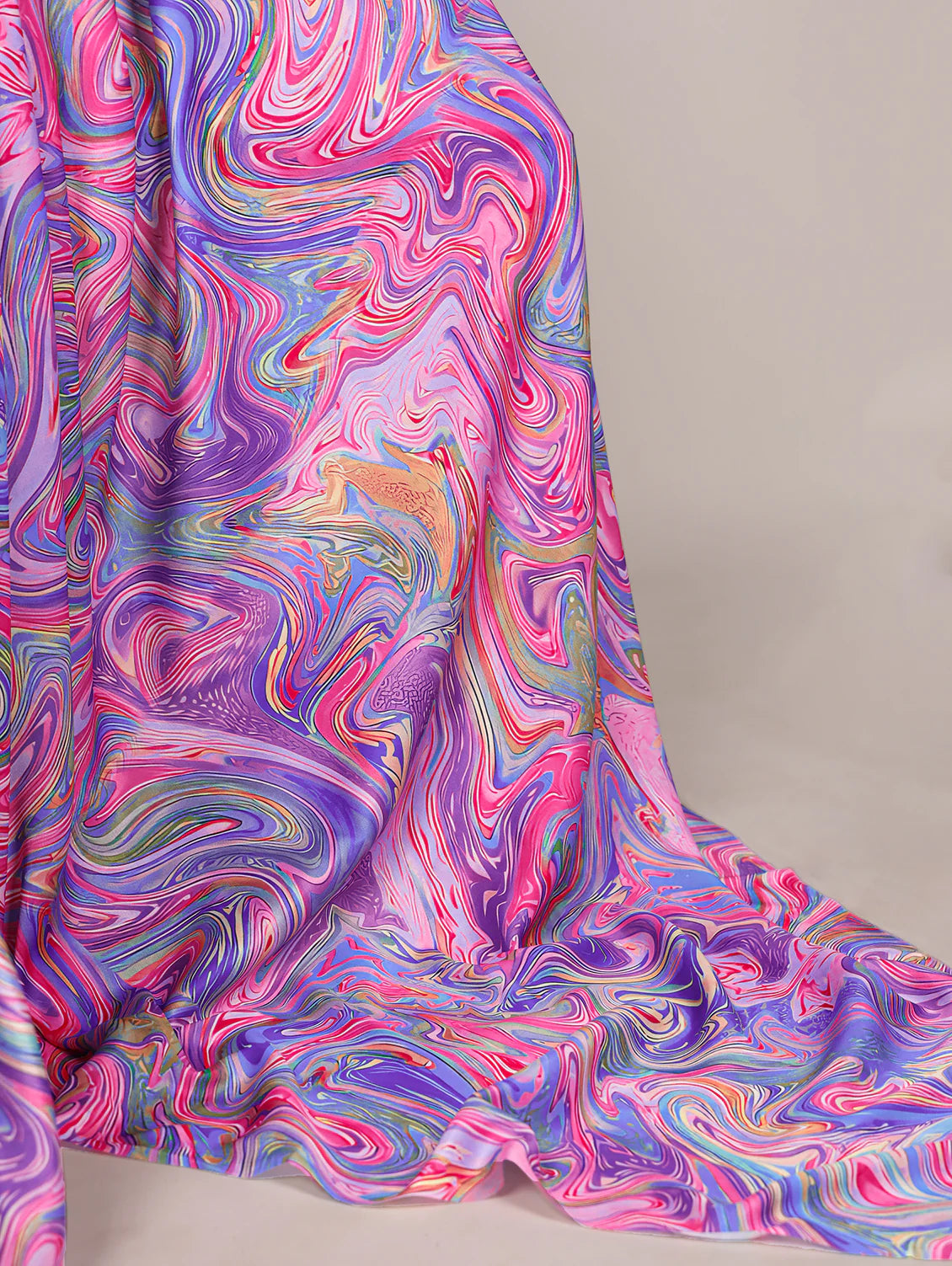 Womenline Lavendar Color Party Wear Satin Silk Saree